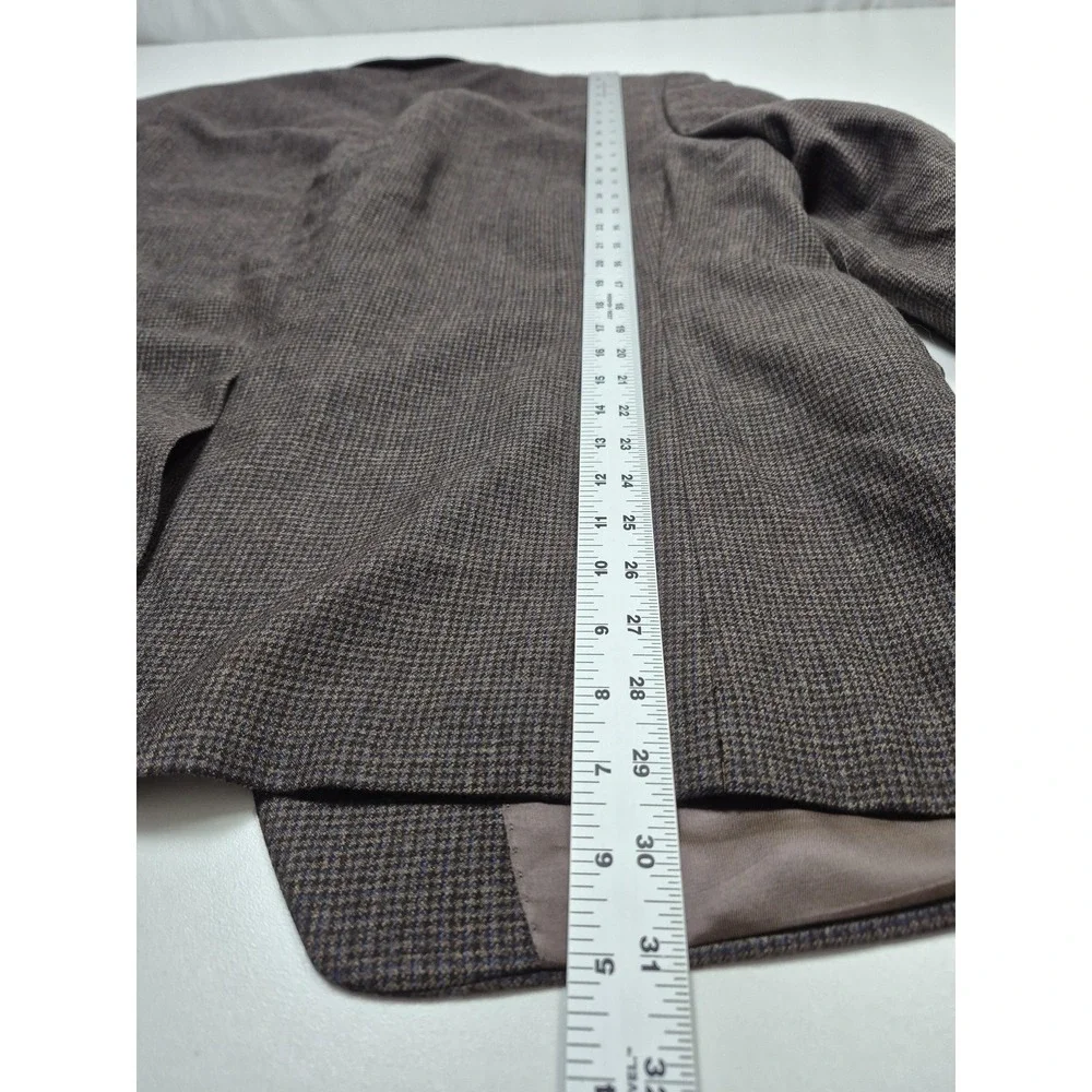Lauren Ralph Lauren Blazer Mens 46R Brown Wool Houndstooth Tweed Sport Coat